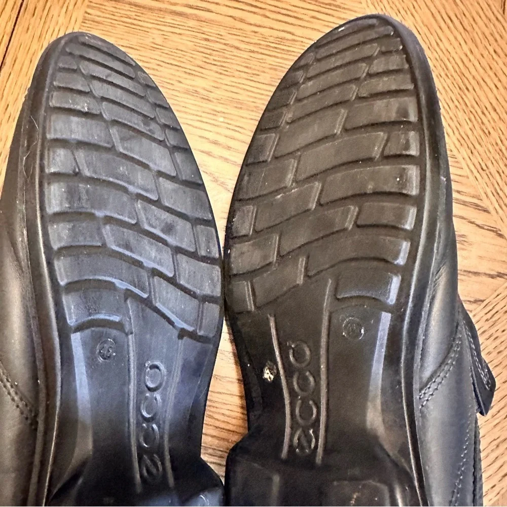 Ecco‎ Mens Loafers Shoes Sz 45 US 11 Black Light Shock Point Slip On Loafers EUC